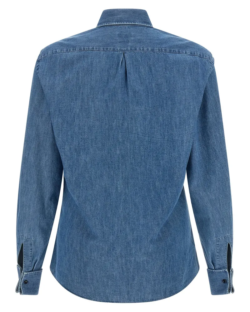 Brunello Cucinelli Cotton Denim Shirt — Blue Blue