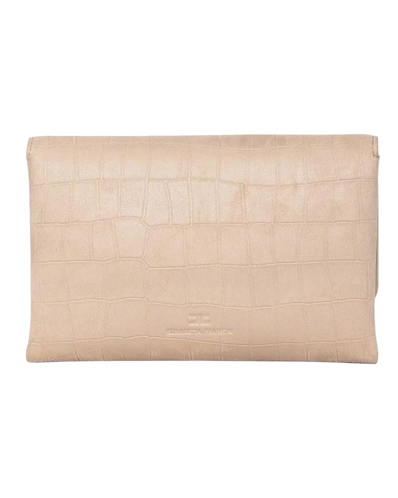 Elisabetta Franchi Women's Shoulder Bag Suede Vanilla Polyester Beige