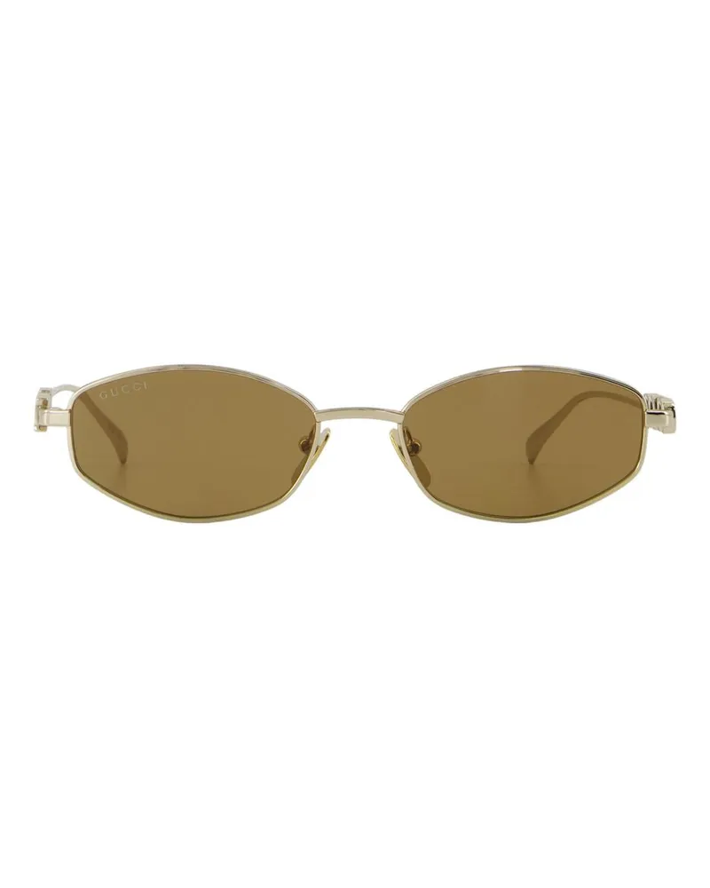 Gucci Women's Gg1802s-005 Metal Frame Sunglasses Gold Gold