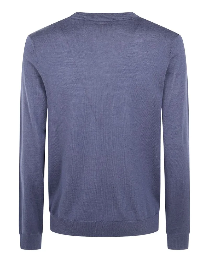 Paul Smith Crew Neck Wool Sweater — Greyish Blue Greyish