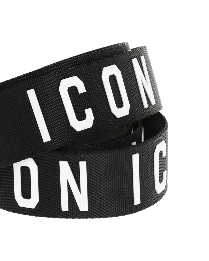 Dsquared2 Men's Be Icon Logo Tape Belt Black Accessories Black