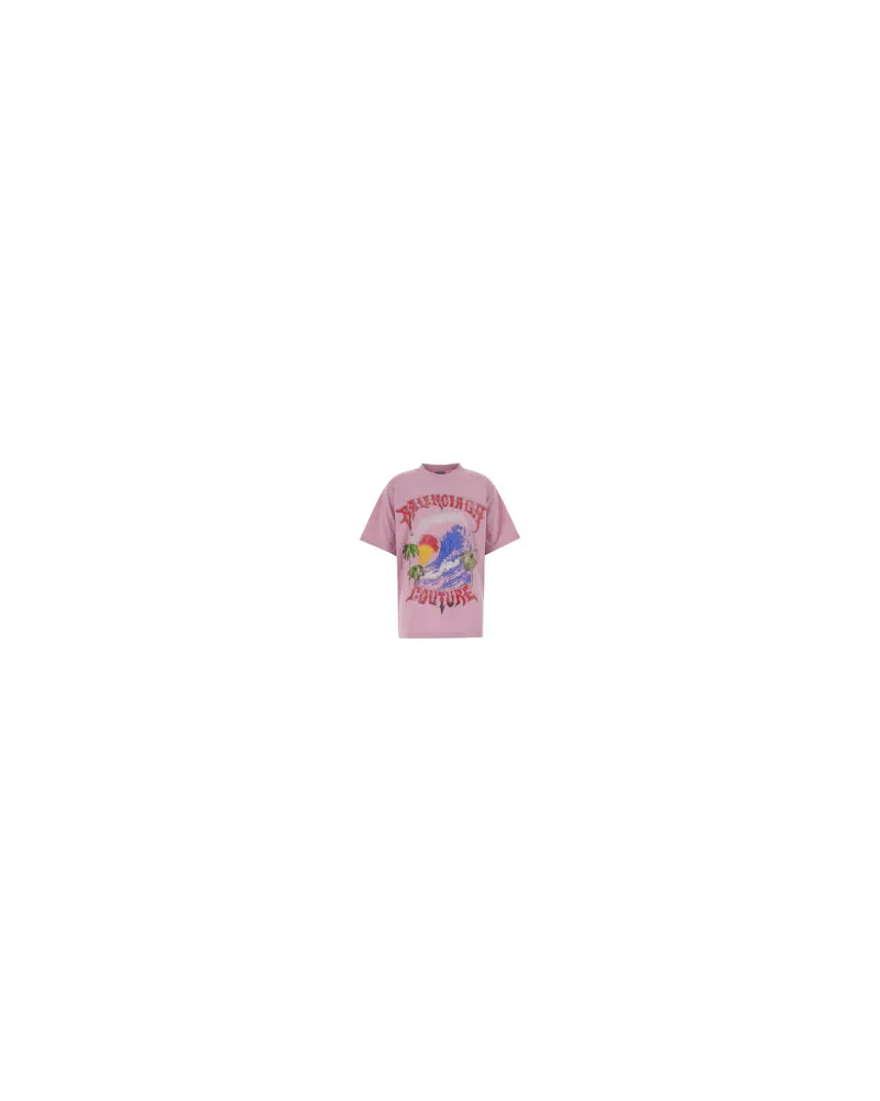 Balenciaga Women's Pink Cotton Oversize T-Shirt Old Exterior Exterior: T-shirts And Polos Pink