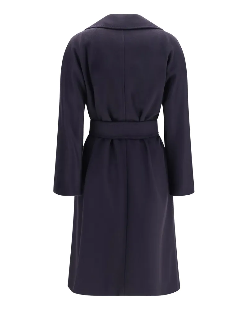 Max Mara Women's Wool Coat With Peak Lapels Blu Fleece Ovis Aries Navy