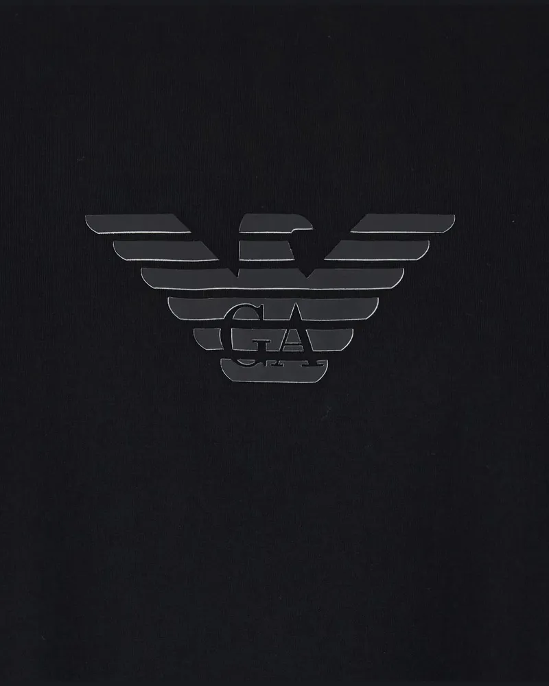 Emporio Armani Logo-Embroidered Cotton T-Shirt — Black Black