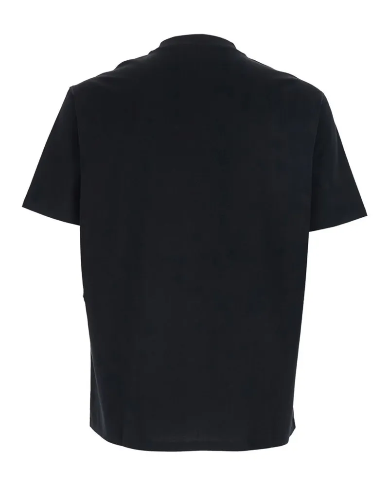Emporio Armani Logo-Embroidered Cotton T-Shirt — Black Black