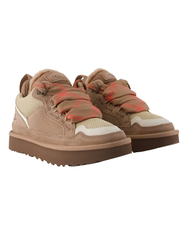 UGG Women's Lowmel Sneakers -  Leather Neutral Lambskin Shoes Beige