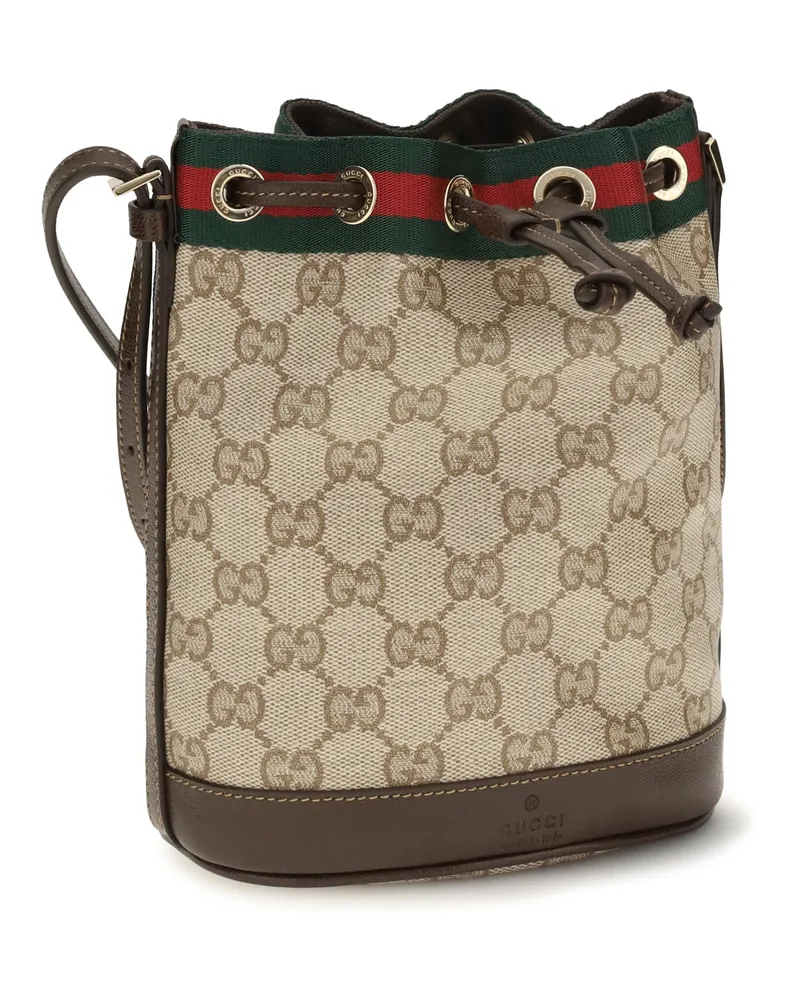 Gucci Women's Web Stripe Bucket Bag Vin.san.br-Dk.br-Vrv Cotton; Linen; Polyurethane Vin.san.br/dk.br/vrv Beige