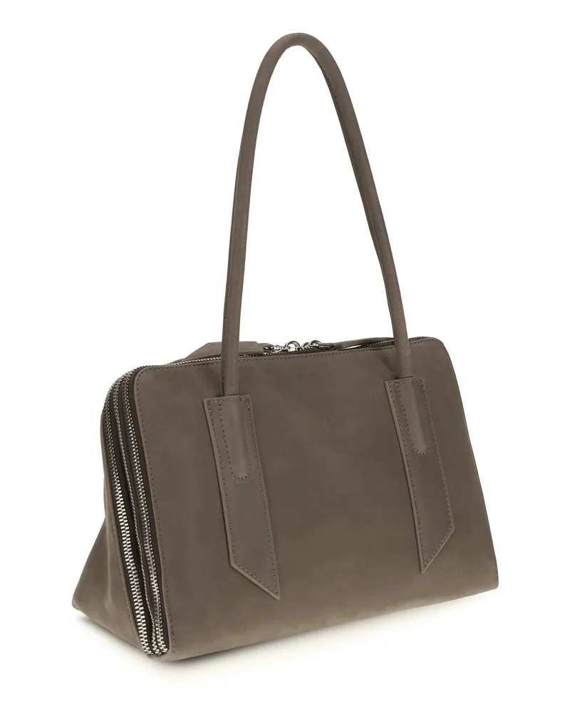 ATTICO L'altra di Milano Patent Leather Shoulder Bag — Gray Gray