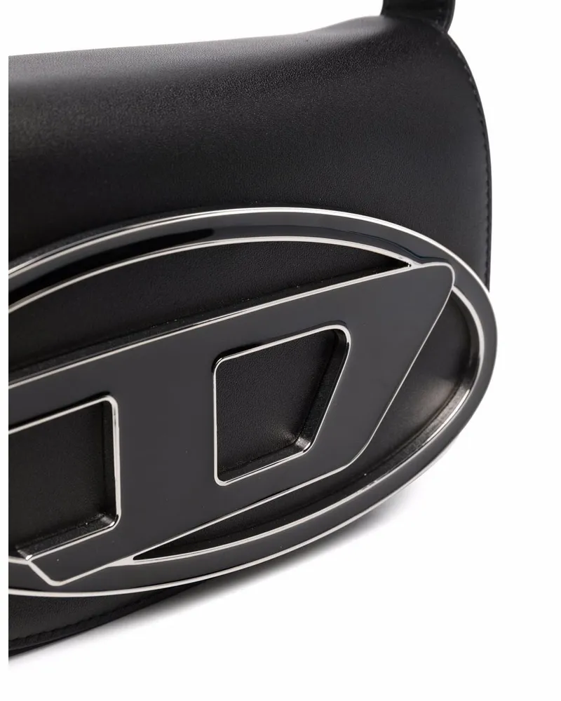 Diesel Geometric Embroidered Logo Shoulder Bag — Black Black