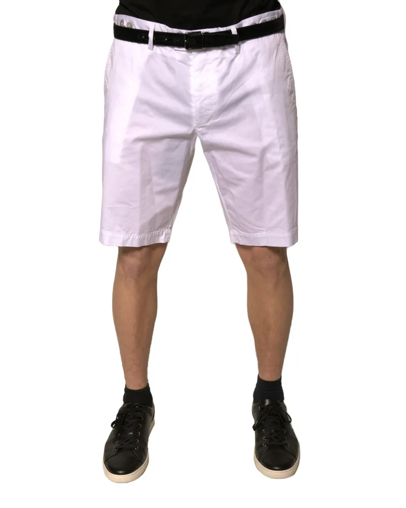 Dolce & Gabbana Men's White Chinos Cotton Stretch Casual Shorts Elastane White