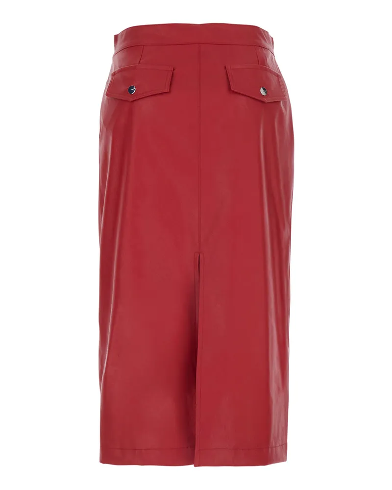 Pinko Women's Skirt With Suede Effect, Red Polyester Red