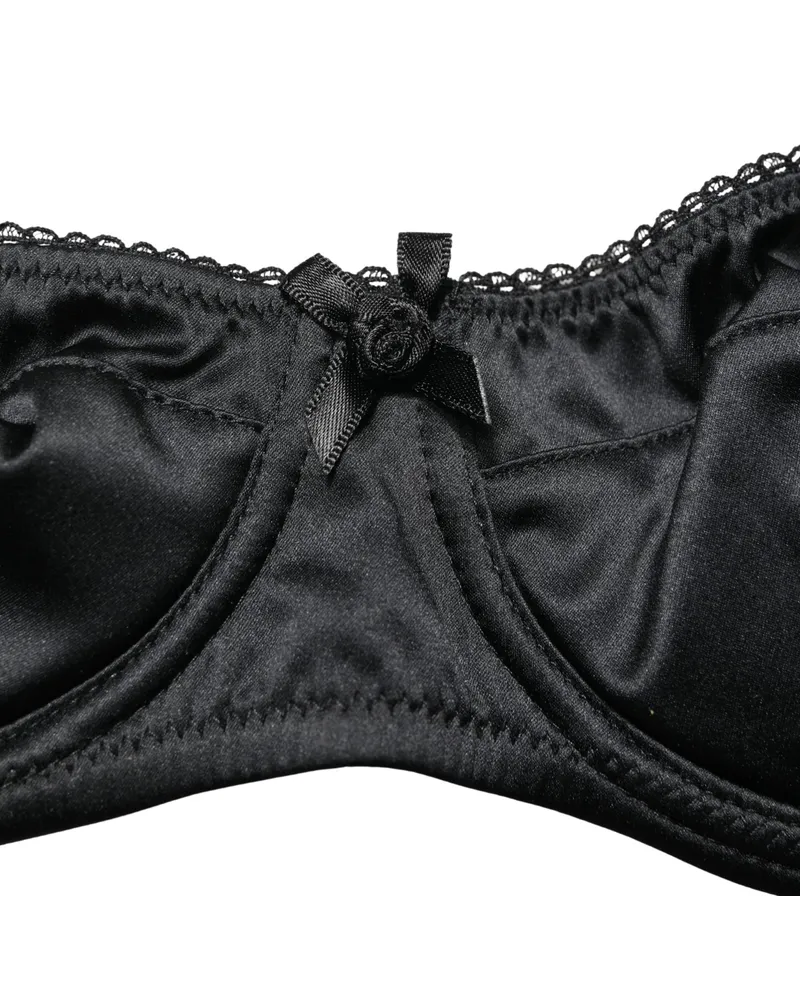 Dolce & Gabbana Women Black Semi-Pad Underwire Balconette Bra Underwear Elastane Silk Clothing Black
