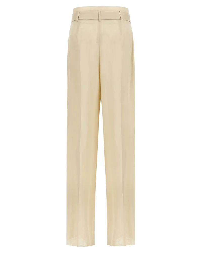 Max Mara Women's Beige Linen Casual Pants Beige