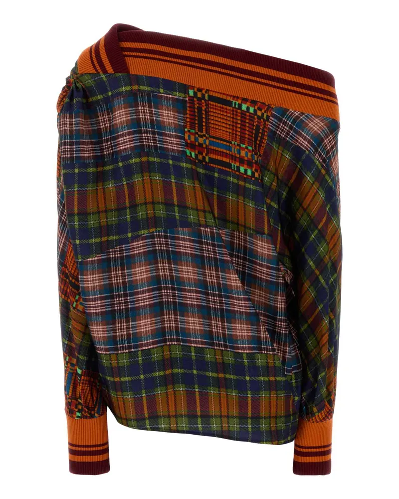 Dries van Noten Patchwork Plaid Skirt — Orange Orange