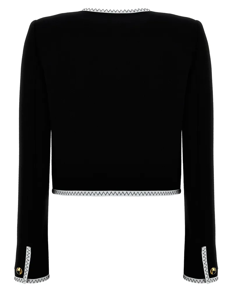 Moschino Grosgrain-Trimmed Crepe Jacket — Black Black