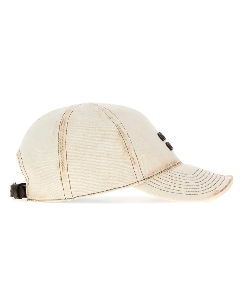 Miu Miu Hat Logo-Embroidered Cotton Baseball Cap — White White