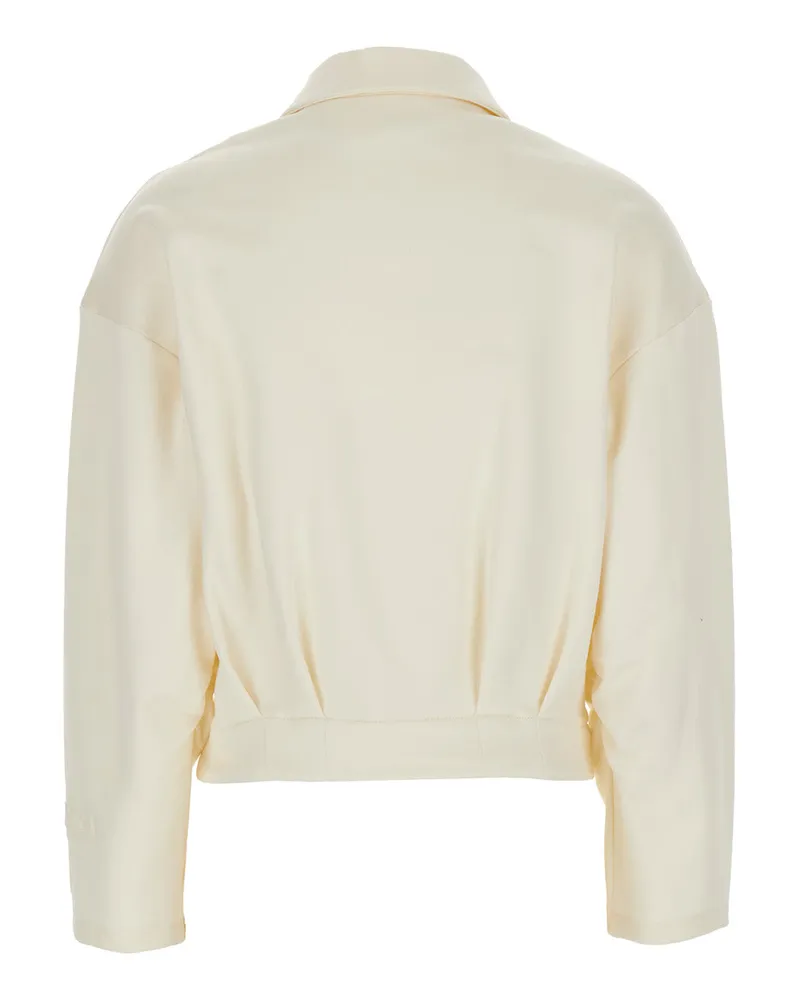 Max Mara Women's White Sweatshirt With Zip Closure And Collar Silk Sweatshirts Sweater 
