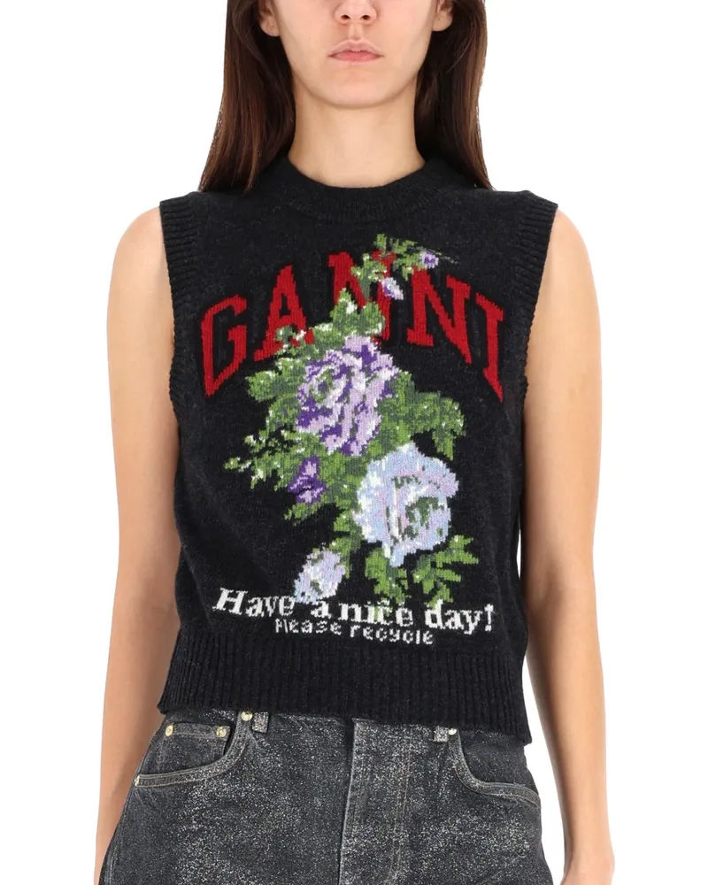 Ganni Wool Blend Vest — Gray Gray