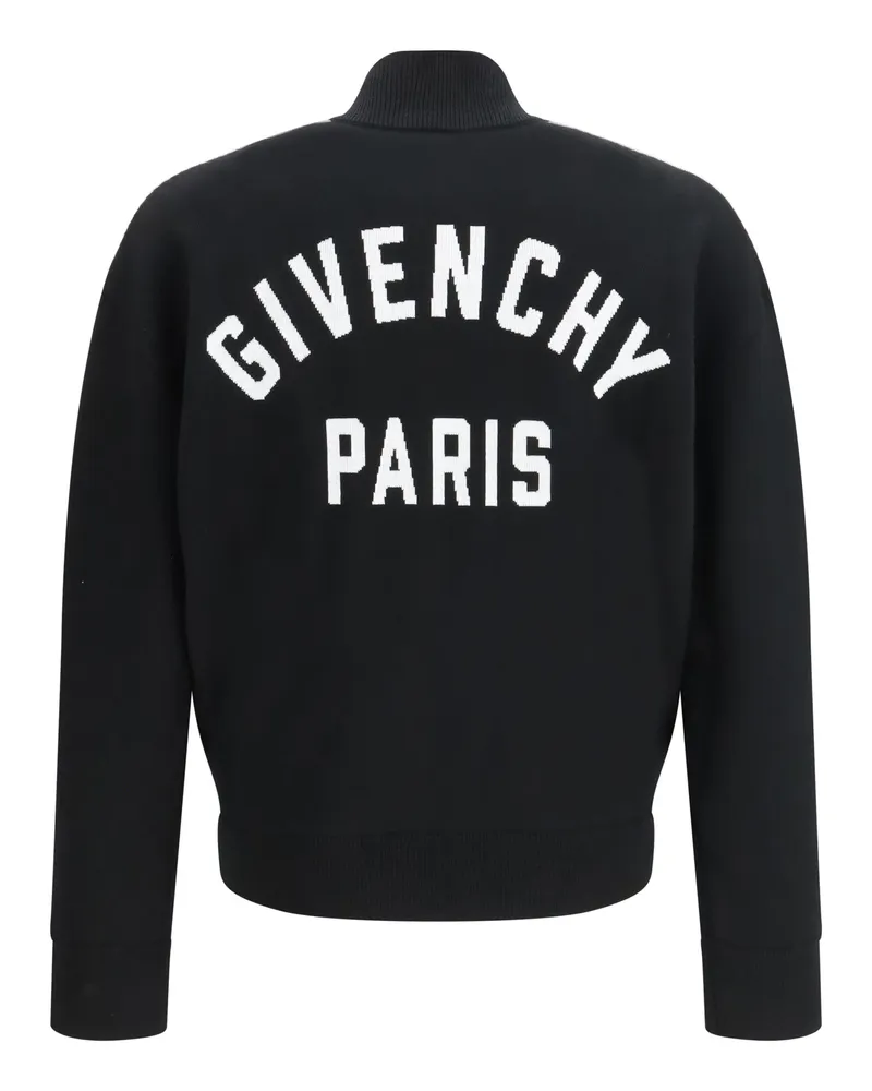 Givenchy Men's Stretch Wool-Blend Cardigan Black-White Black/white Sweater Black