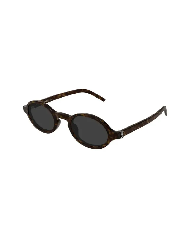 Saint Laurent SLM161 Oval Acetate Sunglasses — Brown Brown