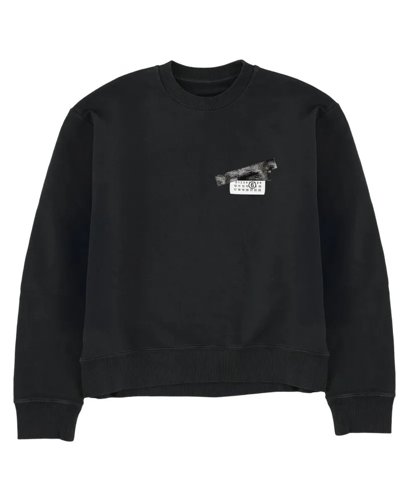 Maison Margiela Logo-Embroidered Cotton Sweatshirt — Black Black
