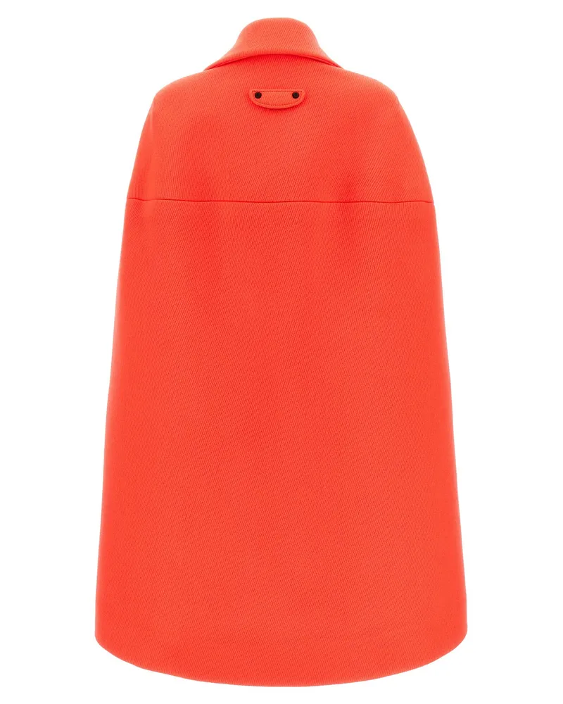 Balenciaga Wool Tricotine Cape Coat — Orange Orange