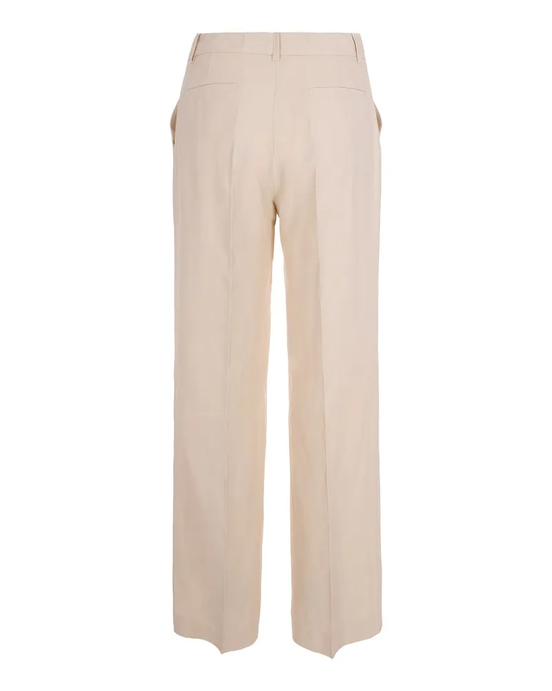 P.A.R.O.S.H. Women's Palazzo Trousers Sabbia Sand Viscose Linen Beige