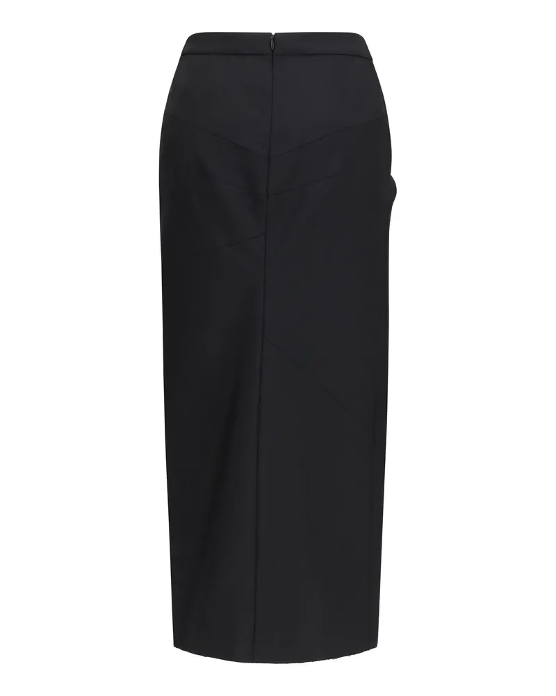 Givenchy Women's Draped Midi Skirt Double-Faced Wool And Mohair Black Merino Ovis Aries; Silk Black