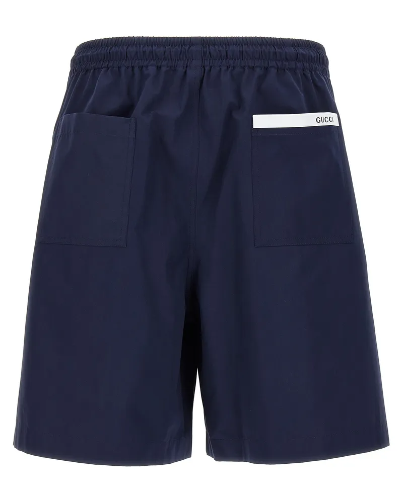 Gucci Men Blue Cotton Bermuda Shorts Navy