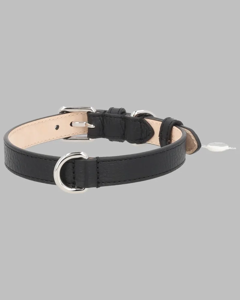 Maison Margiela Unisex Leather Belt With Charm Black Black