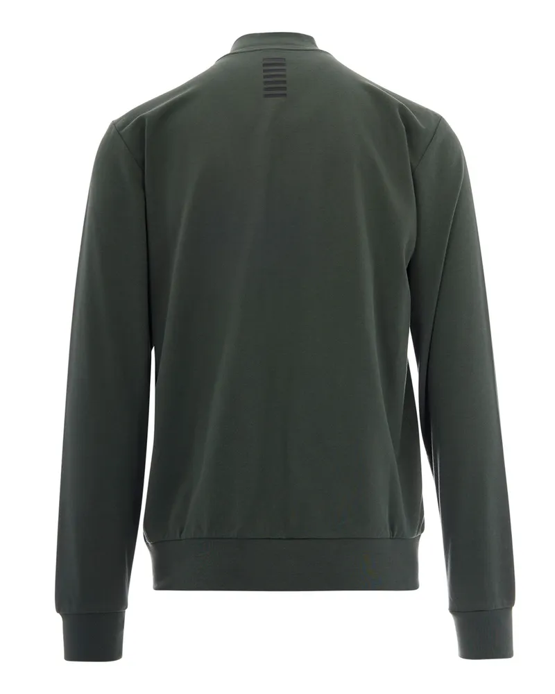 EA7 Men's Zip-Up Sweatshirt Cilantro Cotton Sweatshirts Sweater Green