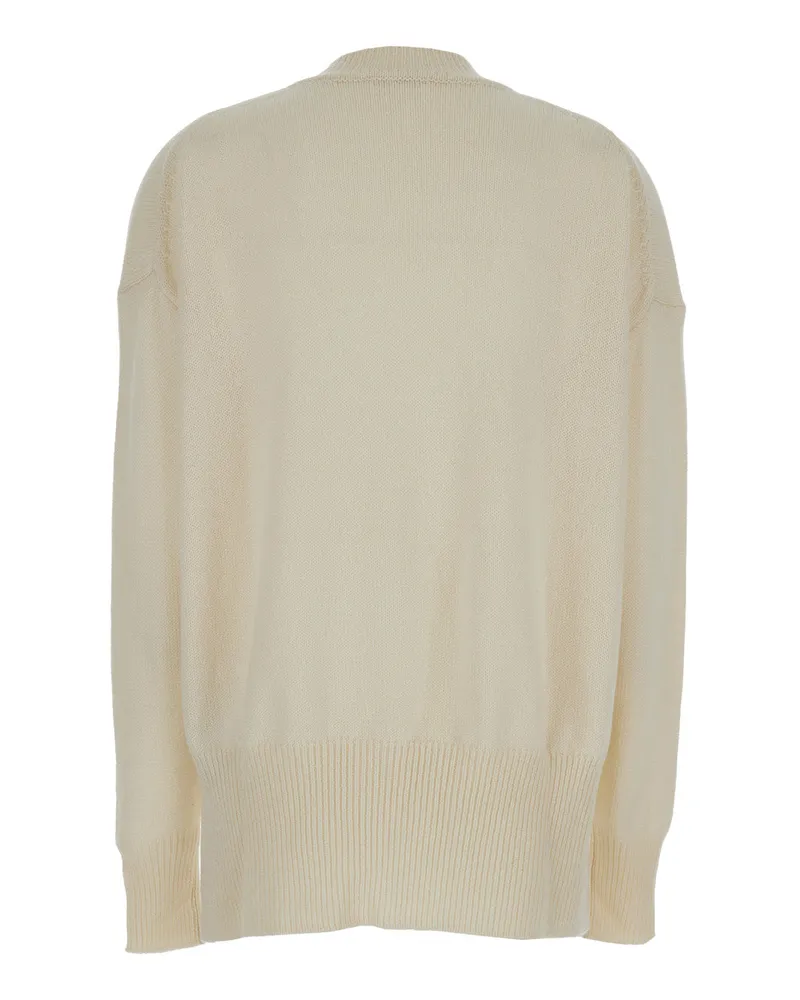 Jil Sander Women Beige Ribbed Cashmere Pullover Tops Top Beige