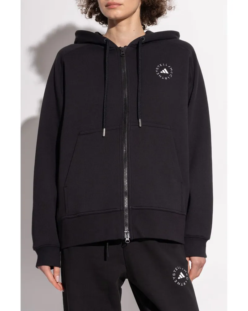adidas Logo-Embroidered Cotton Hoodie — Black Black