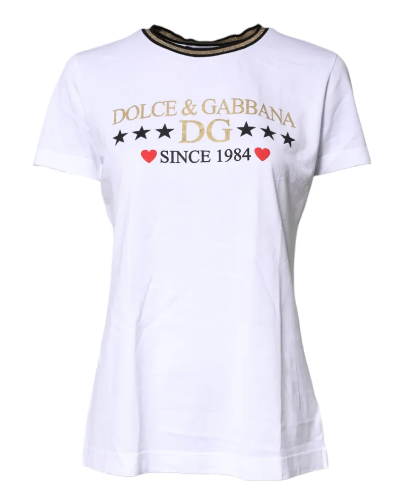 Dolce & Gabbana Logo-Printed Cotton T-shirt — White White