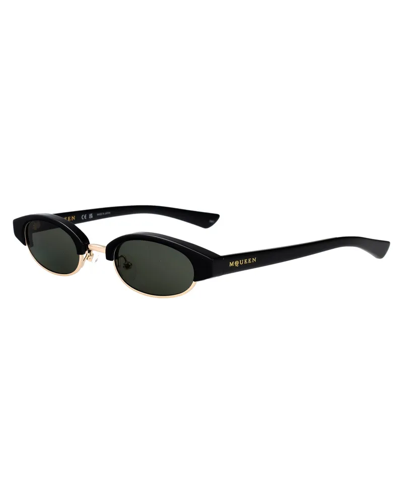 Alexander McQueen AM0534S Oval Acetate Sunglasses — Black Black