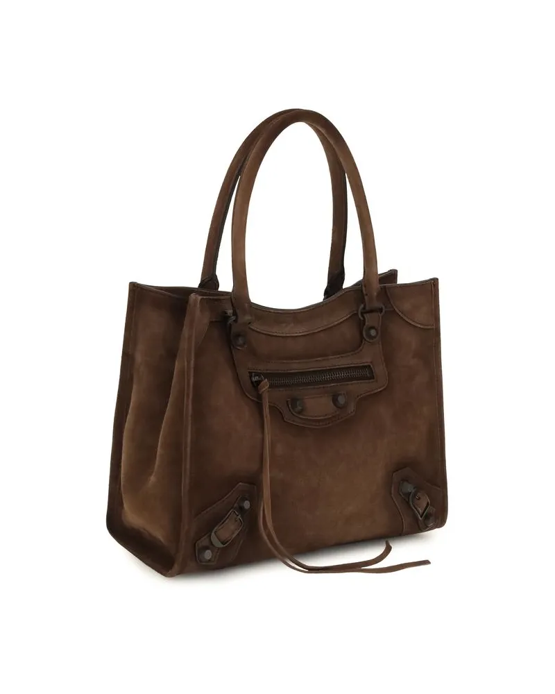 Balenciaga Le City Calfskin Leather Shoulder Bag — Brown Brown