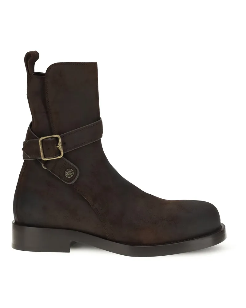 Burberry Men's Ledger Jodphur Leather Boots Moorhen Brown Calf Bos Taurus Brown