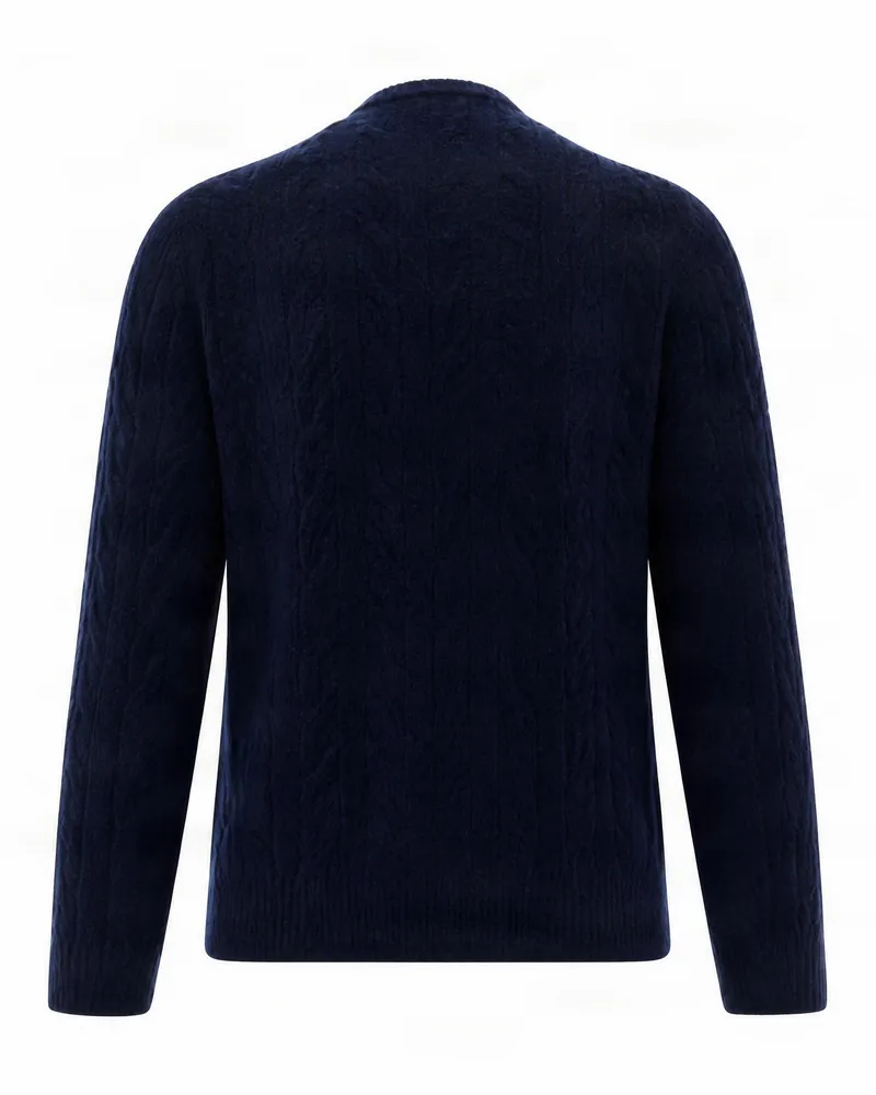 Ballantyne Cable-Knit Wool-Blend Sweater — Navy Navy