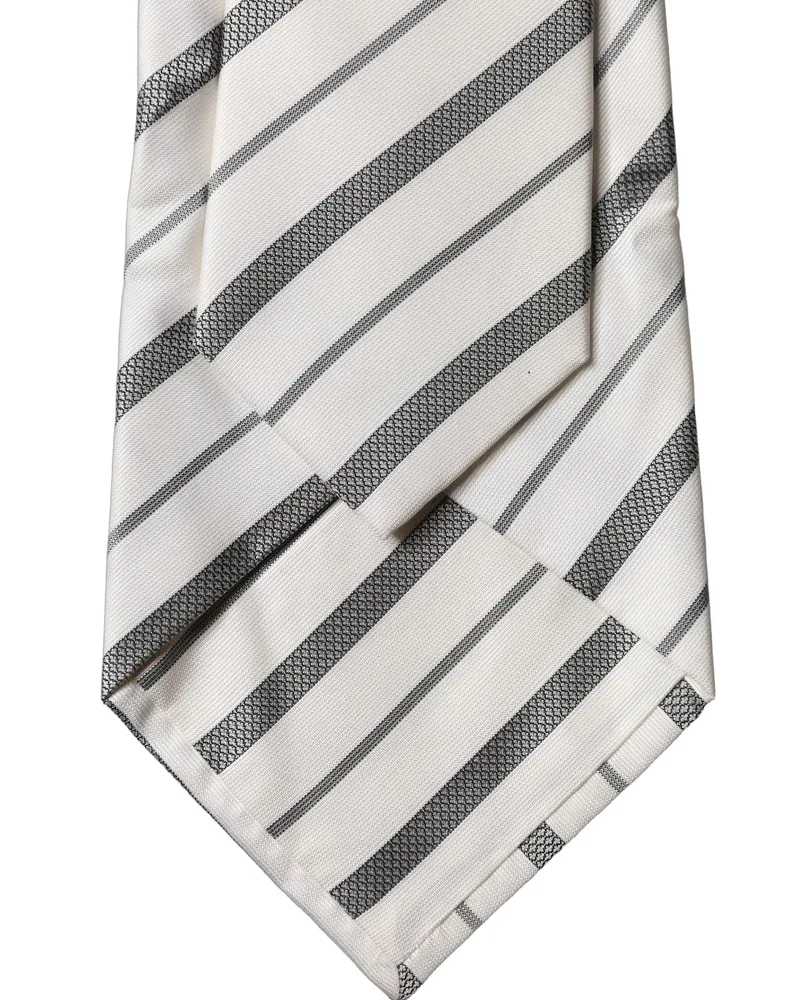 Dolce & Gabbana Black White Stripes Silk Adjustable Women Necktie Tie And Black