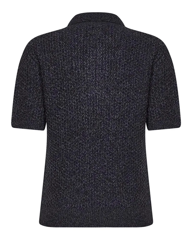 Prada Women's Knit Polo Shirt Textured Melange Brown Viscose Knitwear Sweater Brown