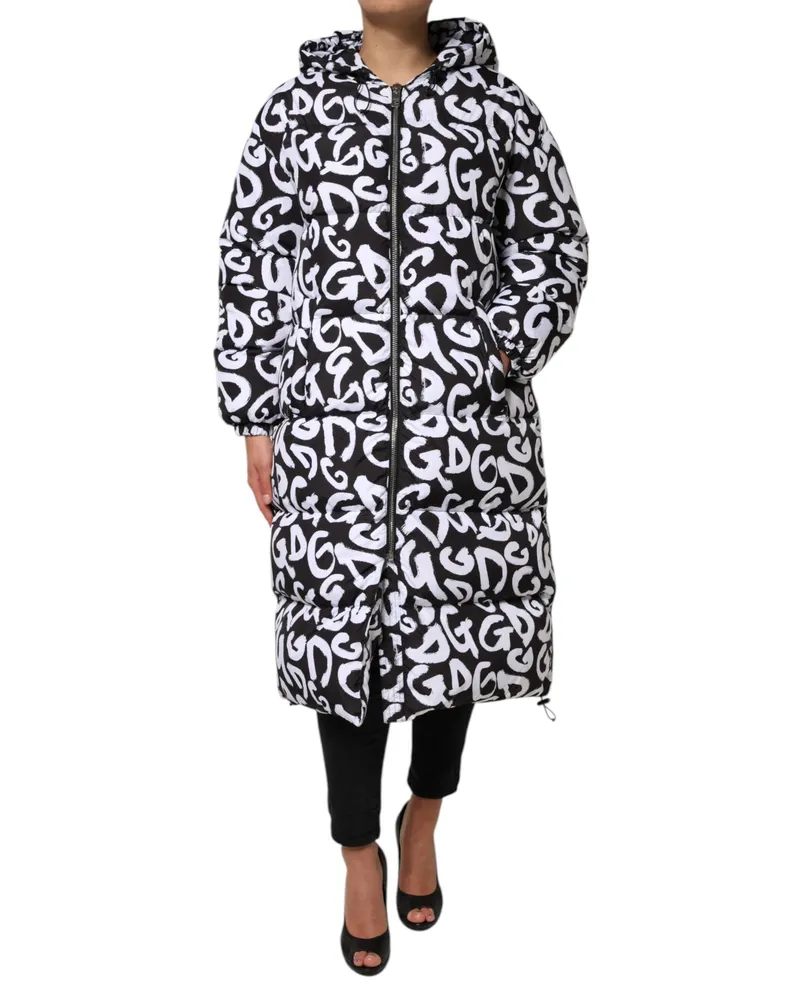 Dolce & Gabbana Women Dg Mania Logo Puffer Down Jacket Black Polyester Black