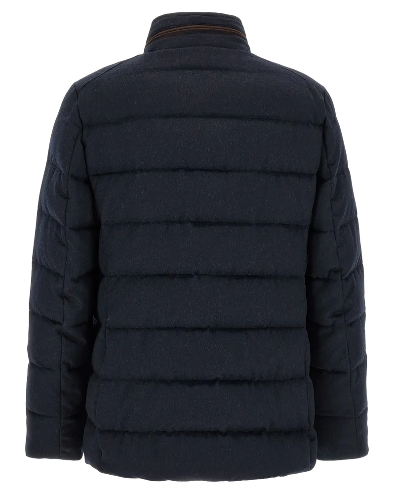 MOORER Men's Blue Wool Full-Length Jacket Clothing Navy