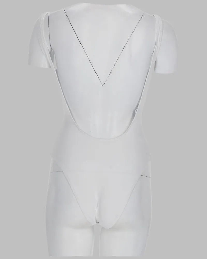 Moschino Women's One-Piece Teddy Swimsuit White Polyamide Swim Shorts White