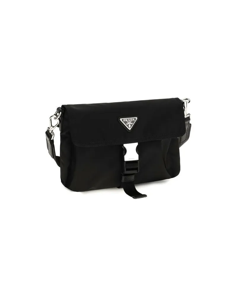 Prada Men's Black Recycled Polyamide Shoulder Bag Black