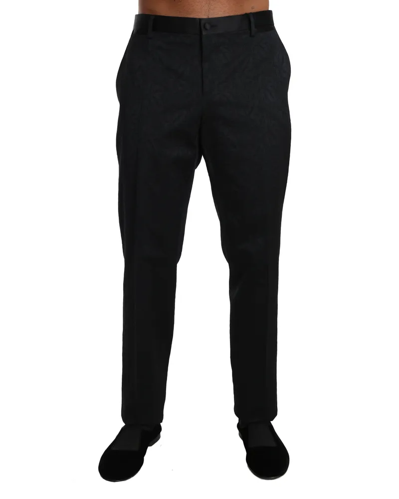 Dolce & Gabbana Men's Cotton Brocade Floral Trousers Black Black