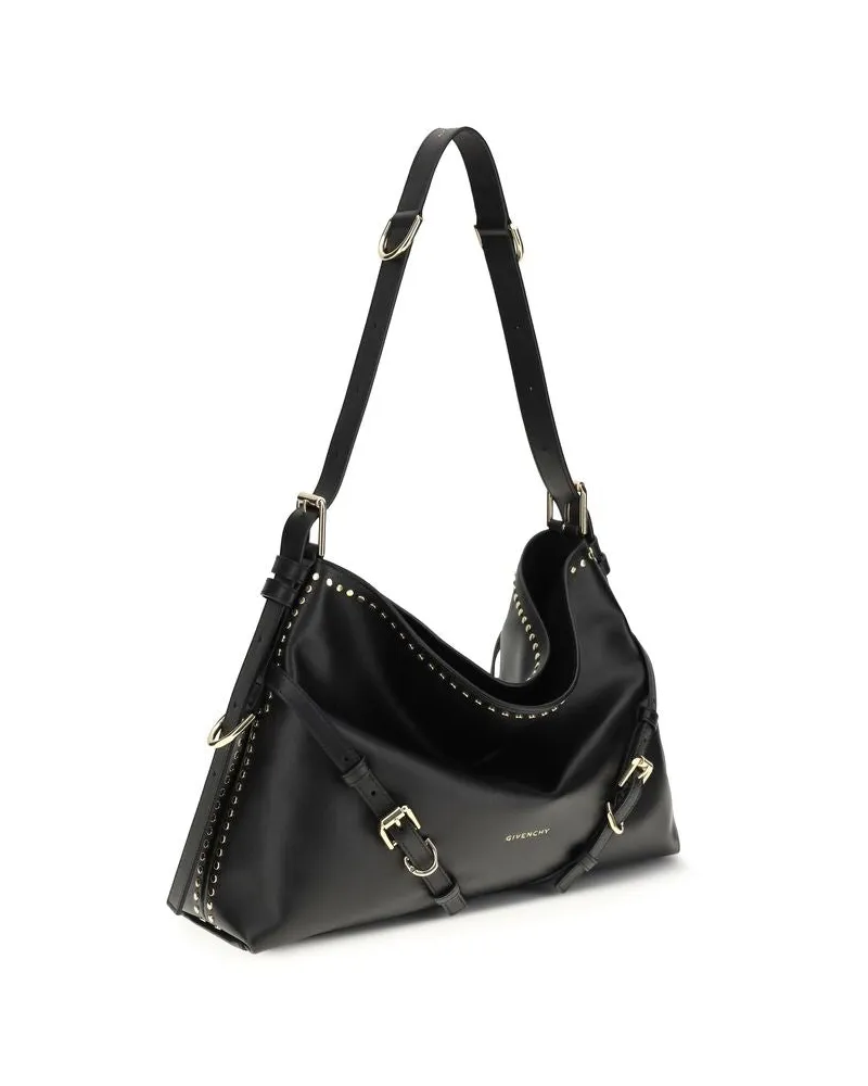 Givenchy Women's Black Calf Leather Bos Taurus Shoulder Bag Black