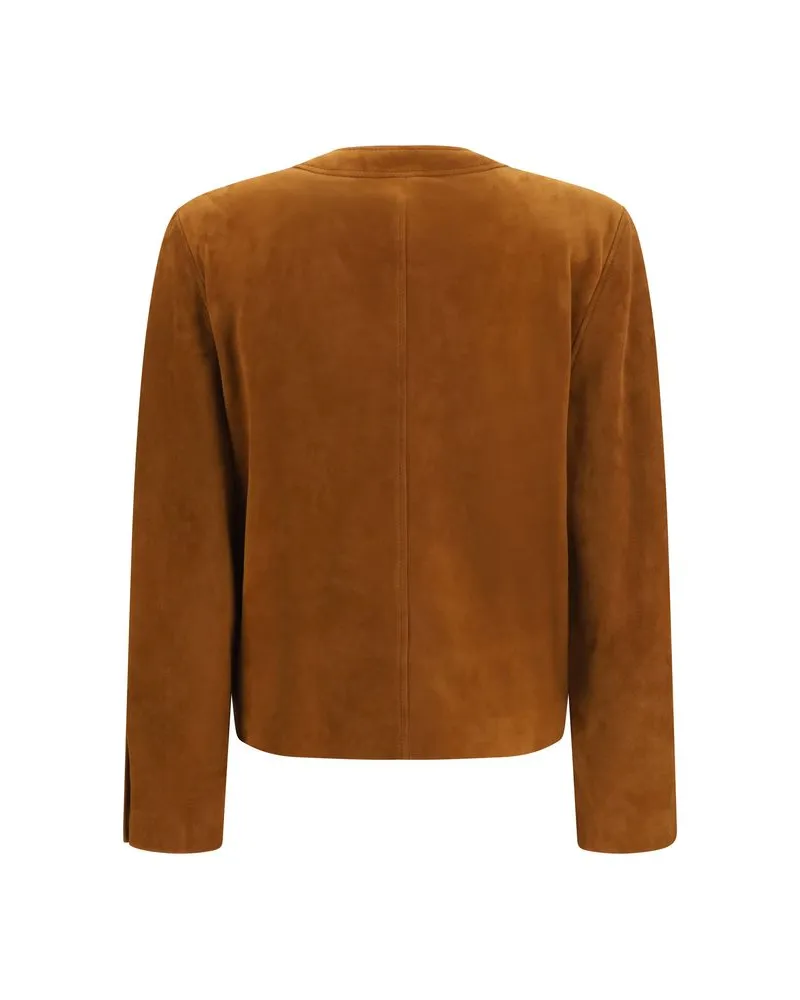 Saint Laurent Women Brown Lamb Ovis Aries Full-Length Jacket Clothing Brown