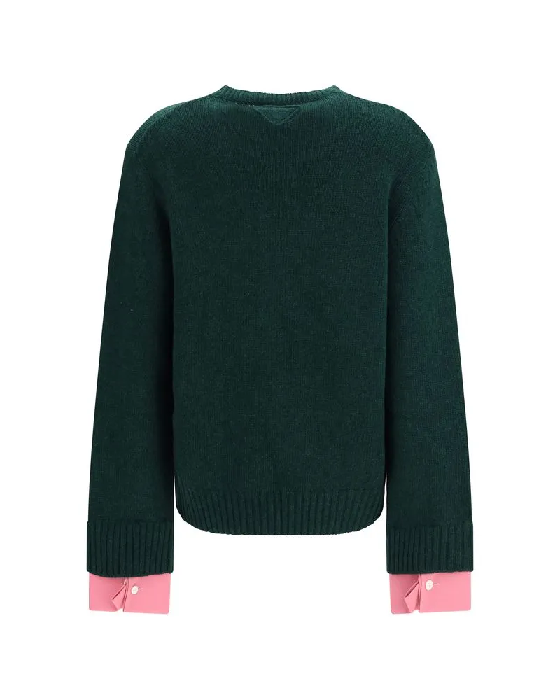 Prada Bicolor Wool Sweater — Green Green