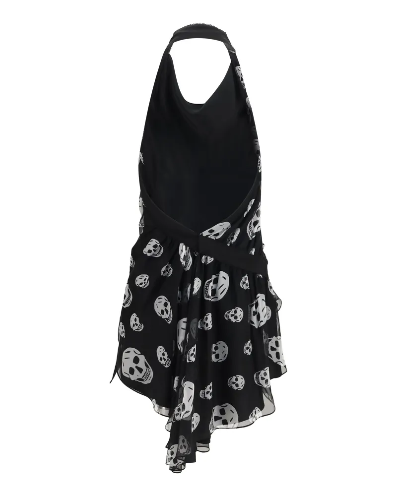 Alexander McQueen Women's Halter Silk Top Black - White Black