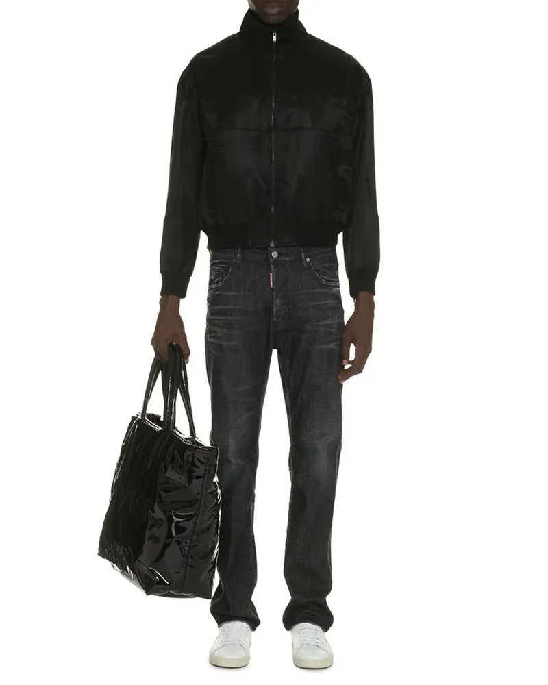 Saint Laurent Men's Black Silk Bomber Clothing Black